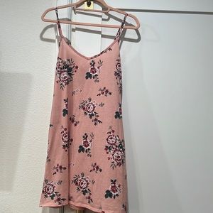 Pink floral mini dress